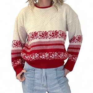 Vintage Rainbow Ridge Sweater Women’s L Nordic Fair Isle Christmas Cabin Retro